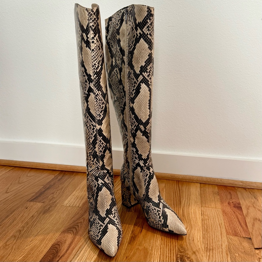 NWB Marc Fisher Retie2 Over-the-Knee Snake Print Boots – 7M – NEW With Box - Picture 3 of 9